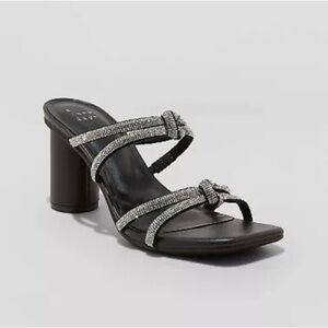 NWT Women's Romy Rhinestone Heels - A New Day, Silver, Size